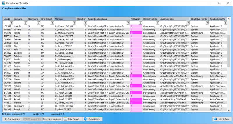RoleManager Analyze Edition - Ad-hoc-Berichterstellung für Compliance-Verletzungen